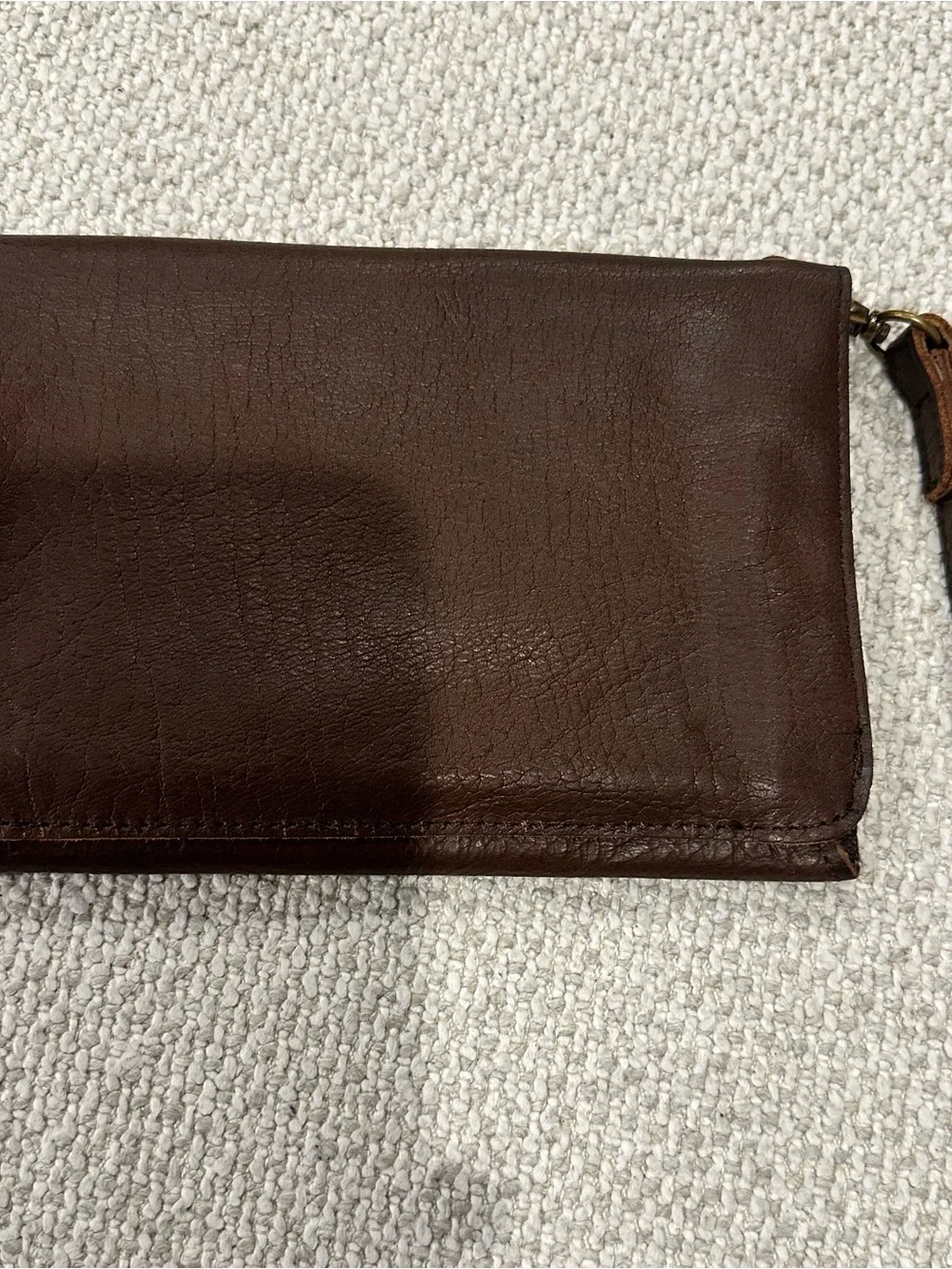 Men's Brown Leather Wristlet Clutch